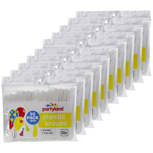 500PC Lemon Lime Reusable Knives - White