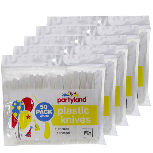 250PK Lemon Lime Reusable Knives - White