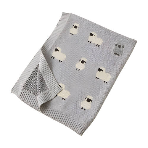 Jiggle & Giggle Little Meadows Knitted Baby Blanket Cot/Pram Accessory Grey