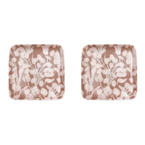 2PK Urban Boho 9.5cm Ceramic Dish Decorative Square Plate - Dusty Pink