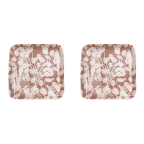 2PK Urban Boho 9.5cm Ceramic Dish Decorative Square Plate - Dusty Pink