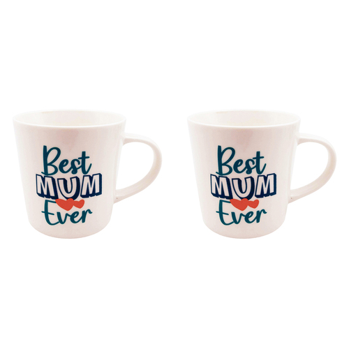 2x Urban Best Ever Mum 470ml Ceramic Mug Coffee/Tea Drinkware - White