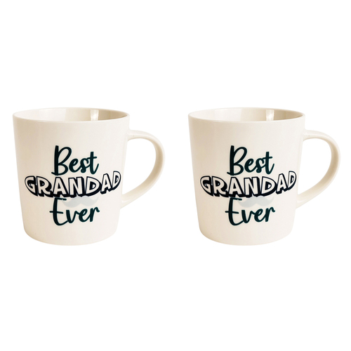 2x Urban Best Ever Grandad 470ml Ceramic Mug Coffee/Tea Drinkware - White