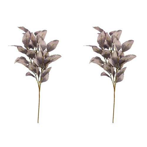 2x Urban Dried Look Artificial Flower 70cm Gum Leaves Stem - Maroon