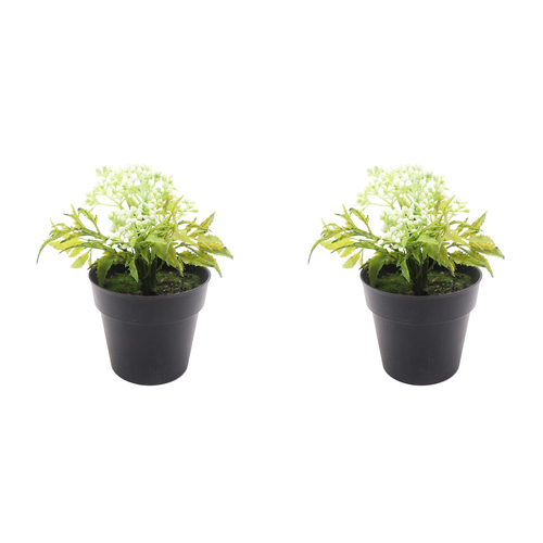 2x Urban 17cm Mini Berry Bush Artificial Plant - White