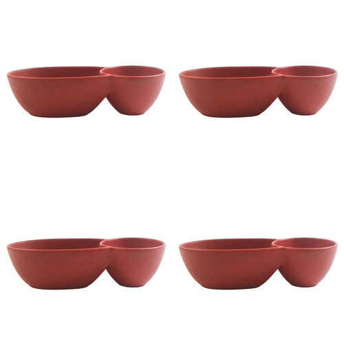 4x Urban Shae Foliage 22cm Ceramic Double Bowl - Terracotta