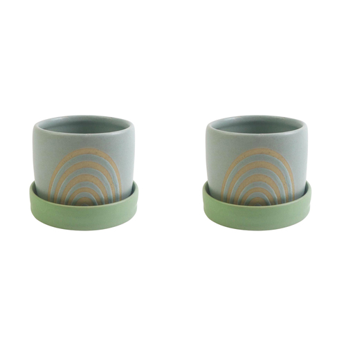 2x 2pc Urban Shae Rainbow 8.5cm Ceramic Dish & Bowl - Green/Blue