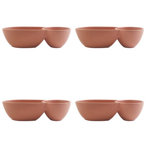 4x Urban Shae Rainbow 22cm Ceramic Double Bowl - Peach
