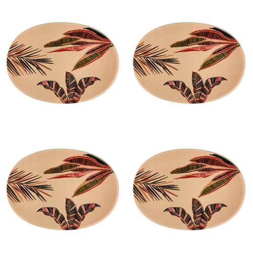 4x Urban Ivy Foliage 12cm Ceramic Dish Home Decor Plate - Pink/Green