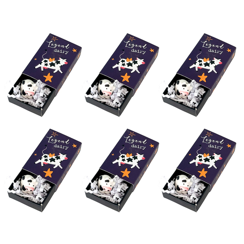 6PK Urban Legendairy Cow Matchbox Memory Navy 5cm Gift Keepsake Present
