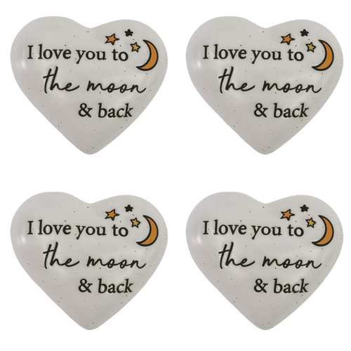 4PK Urban I love you Heart Stone White 8cm Gift Keepsake Present