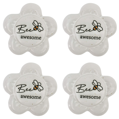 4PK Urban Bee Awesome Daisy Stone White 8cm Gift Keepsake Present