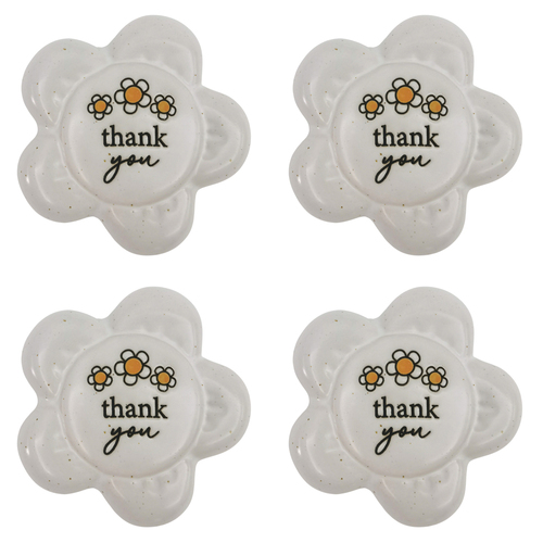4PK Urban Thank you Daisy Stone White 8cm Gift Keepsake Present