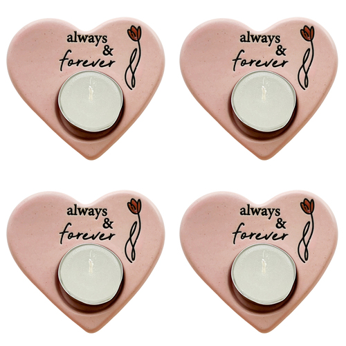 4PK Urban Always Forever Heart Tealight Holder P Gift Keepsake Present