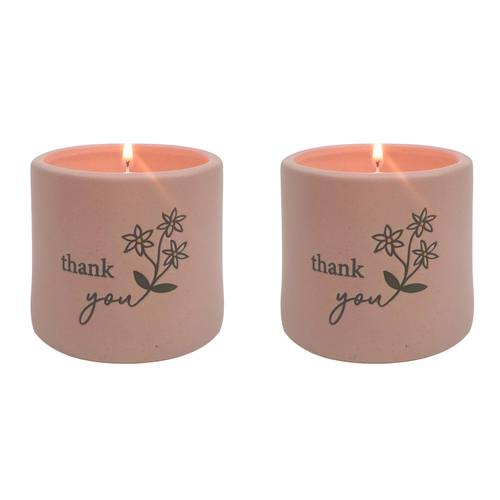 2PK Urban Thank you Candle Pink 7cm Gift Keepsake Present