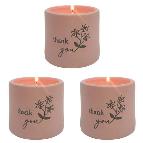 3PK Urban Thank you Candle Pink 7cm Gift Keepsake Present
