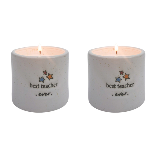 2PK Urban Best Teacher Ever Candle White 7cm Gift Keepsake Present