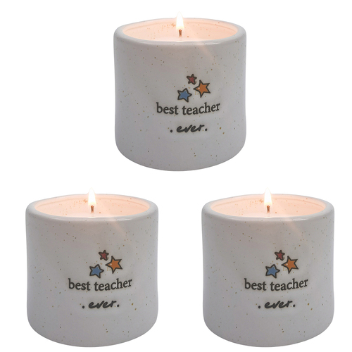3PK Urban Best Teacher Ever Candle White 7cm Gift Keepsake Present