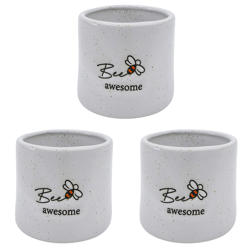 3PK Urban Bee Awesome Vessel White 7cm Gift Keepsake Present