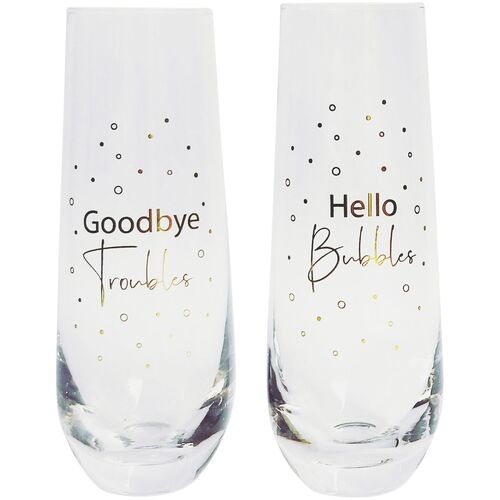 2pc Urban 16cm Hello Bubbles Champagne Glass Drinking Cup - Gold