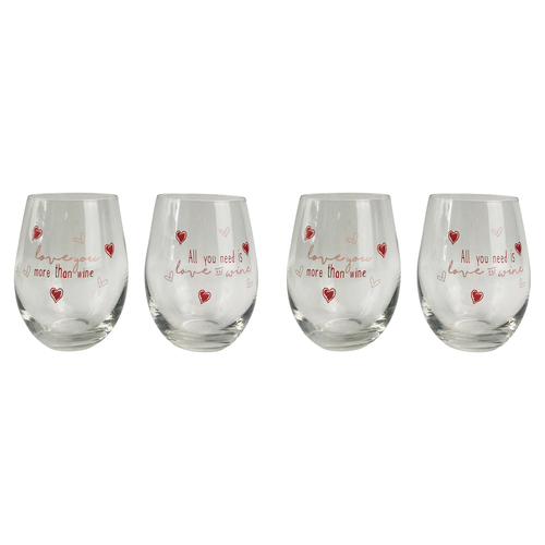 2x 2pc Urban All You Need is Love 12cm Wine Glass Stemless Drinkware - Pink
