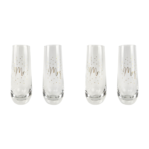 2x 2pc Urban 16cm Mr Mr Champagne Glass Drinking Cup - Gold