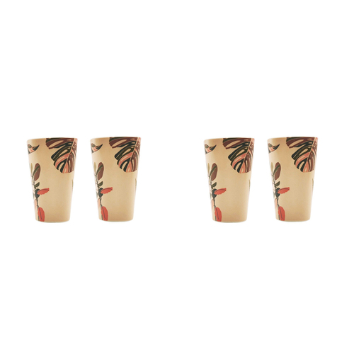 2x 2pc Urban Ivy Foliage Eco 8cm Drinking Cups Drinkware - Pink/Green