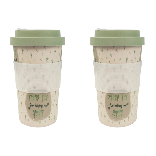 2x Urban 400ml Thank You For Helping Me Grow Eco Mug - Natural/Green