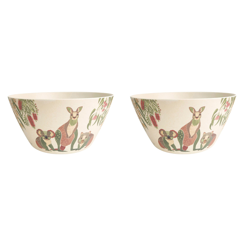 2x Urban FB Aus Animals 24cm Salad Bowl Serving Dinnerware - Grey/Green