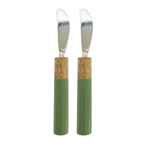 2pc Urban 18cm Mango Wood/Steel Serving Knives - Green
