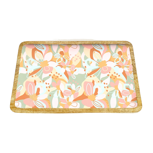 Urban Franki Floral 40cm Mango Wood Platter Kitchen Serving