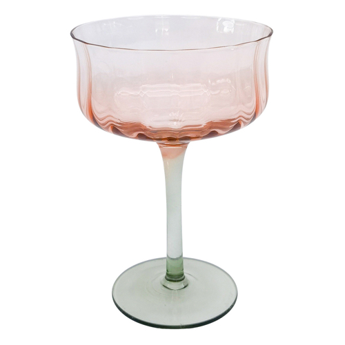 2pc Urban Tulip Cocktail Glass Pink Green 15cm Small Kitchen Decor Drinkware