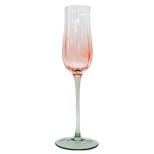 2pc Urban Tulip Champagne Glass Pink Green 22cm Kitchen Decor Drinkware