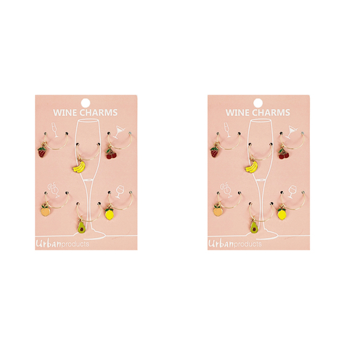 2x 6pc Urban Fruity 4cm Metal/Enamel Wine Charms Drink Tag 