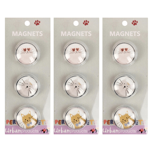 3x 3pc Urban 3cm Perfect Pets Cats Magnets Charm Home Fridge Decor