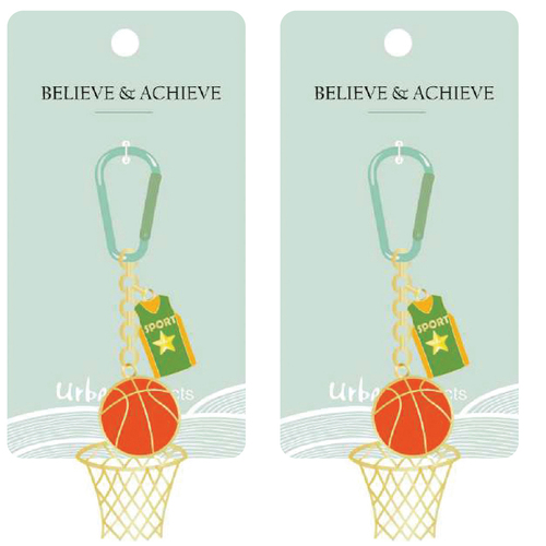 2PK Urban Products Basketball w/ Carabiner Keyring Accessory Green/Gold 12cm