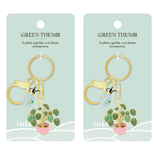 2PK Urban Products Green Thumb Keyring Accessory Green/Pink 12cm