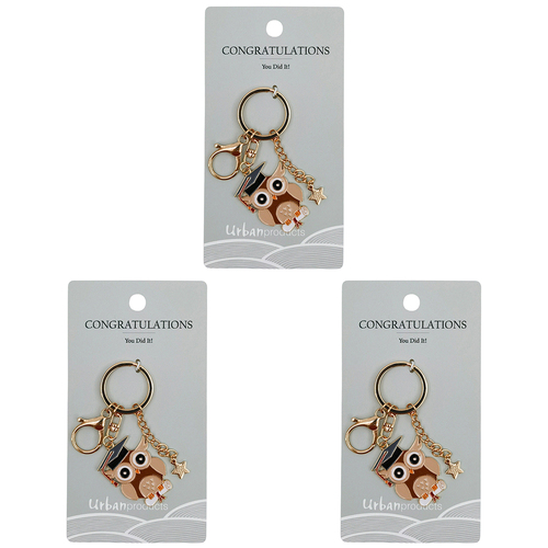 3PK Urban Congratulations Keyring Black 12cm Display Decorative Keepsake