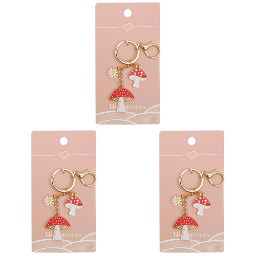 3PK Urban Toadstool Keyring Red 12cm Display Decorative Keepsake