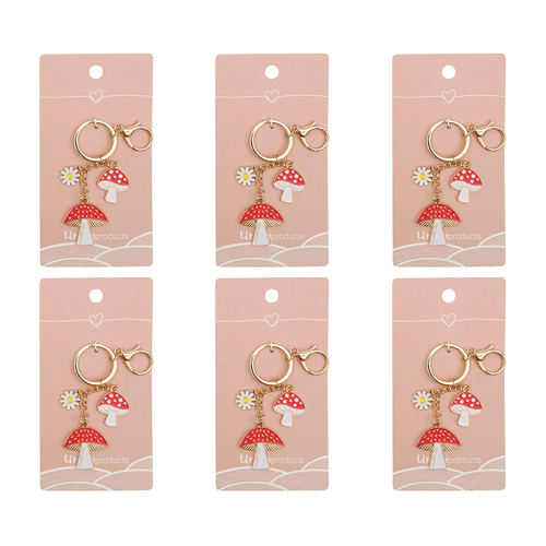 6PK Urban Toadstool Keyring Red 12cm Display Decorative Keepsake