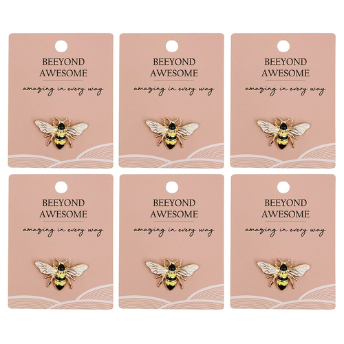 6PK Urban Bee Memento Pin Yellow 2cm Display Decorative Keepsake