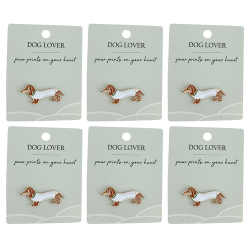 6PK Urban Sausage Dog Memento Pin Brown 2cm Display Decorative Keepsake