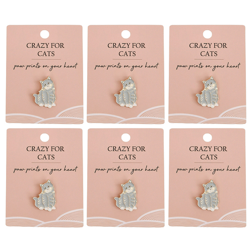 6PK Urban Cat Memento Pin Grey 2cm Display Decorative Keepsake