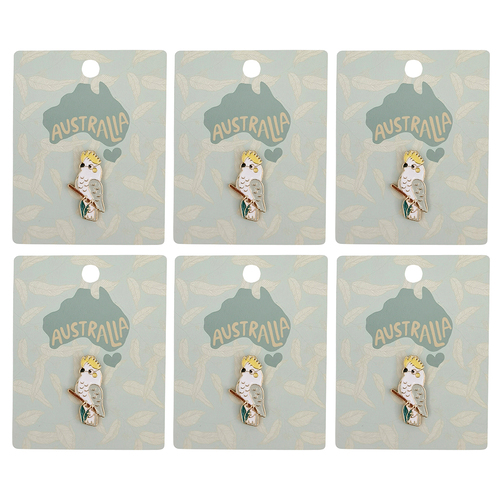6PK Urban Cockatoo Memento Pin White 2cm Display Decorative Keepsake