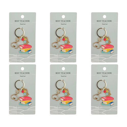 6PK Urban Best Teacher Keyring Red 12cm Display Decorative Keepsake