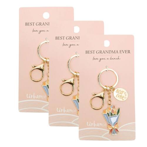 3x Urban Best Grandma Keyring Hanging Keychain Blue 12cm