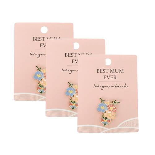 3x Urban Best Mum Memento Pin Decorative Keepsake Blue 2cm