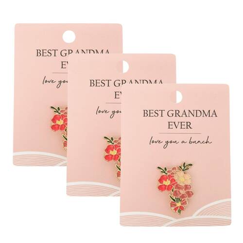3x Urban Best Grandma Memento Pin Decorative Keepsake Blue 2cm