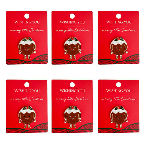 6PK Urban Metal Festive Friends Pudding Memento Pin Accessory Charm 4cm Brown