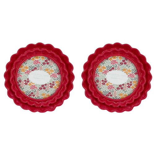 2PK Urban Resin/Wood Lotti Petal Round Photo Picture Frame 4x4in 15cm Red